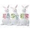 8" Easter Bunny Trio Figurine – Pastel Letter Holding Rabbits Spring Decoration